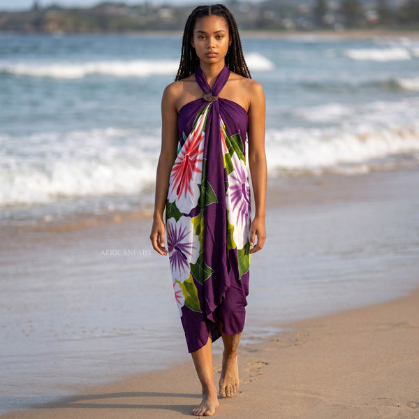 Handbemalt Sarong / Pareo - Strandbekleidung Wickeltuch - Lila