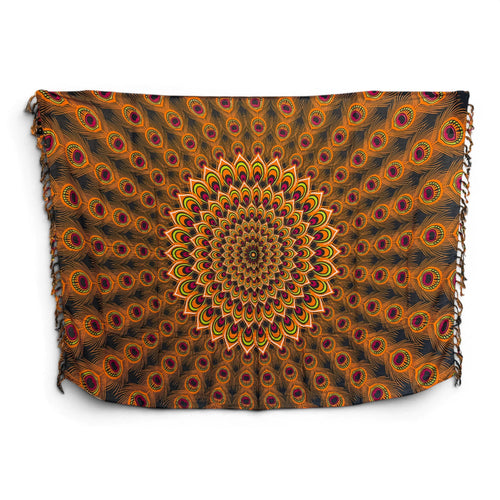 Sarong / Pareo - Strandbekleidung Wickeltuch - Braun Orange Peacock Sunset