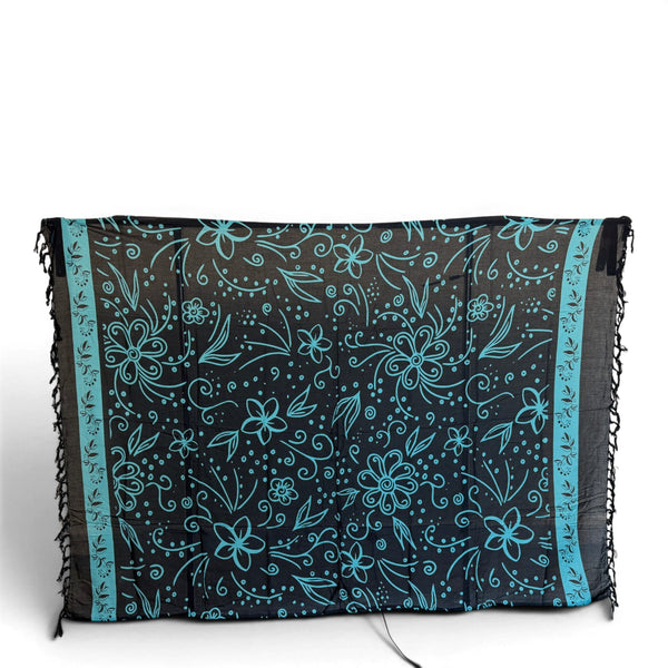 Sarong / Pareo - Strandbekleidung Wickeltuch - Schwarz Türkis Island Floral Night