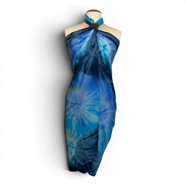 Sarong / Pareo - Strandbekleidung Wickeltuch - Blau Navy Tie Dye Ocean