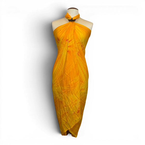 Sarong / Pareo - Strandbekleidung Wickeltuch - Gelb Orange Sunset Tie Dye