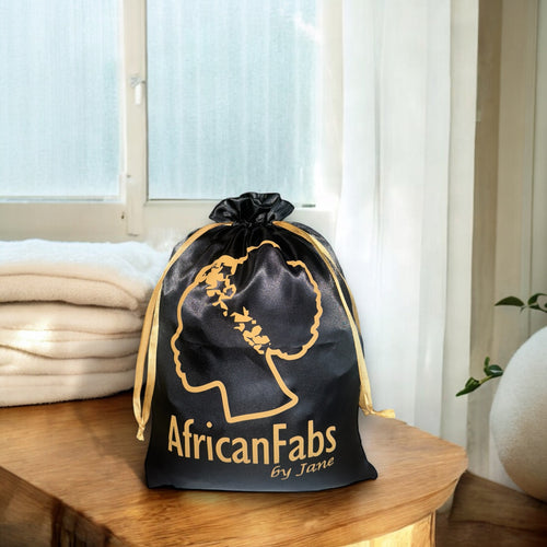 AfricanFabs Satin-Schmuckbeutel - Schwarz