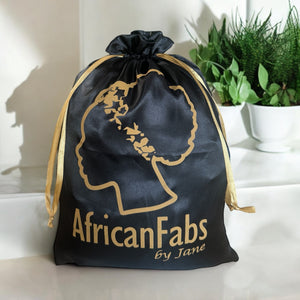 AfricanFabs Satin-Schmuckbeutel - Schwarz