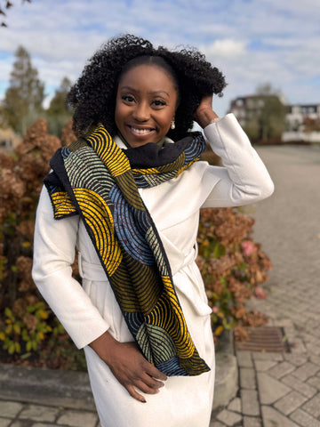 Afrikanischer Print Schal Unisex - Schmales Modell - Grüner Kreis