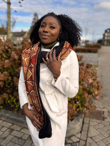 Afrikanischer Print Schal Unisex - Schmales Modell - Braun Afrikanisches Prisma