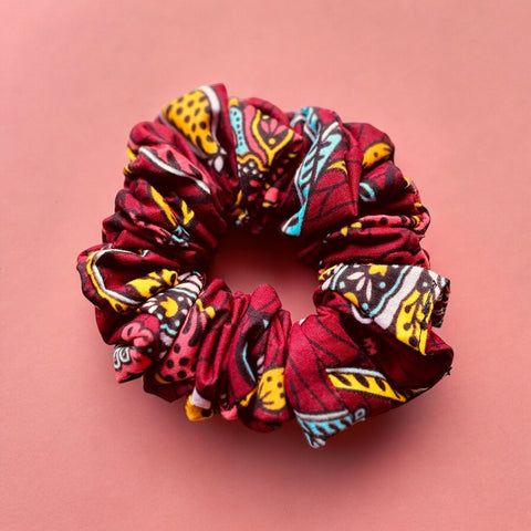 Scrunchie / Haargummi Afrikanischer Print - Haarschmuck - Rot floral life