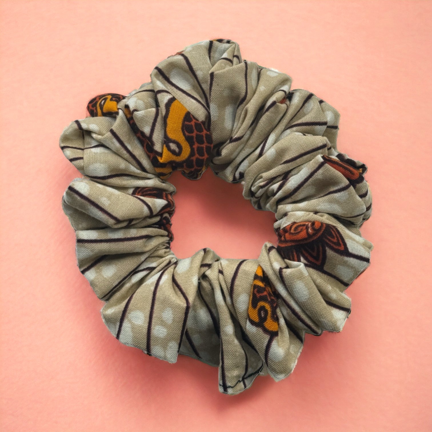 Scrunchie / Haargummi Afrikanischer Print - Haarschmuck - Beige