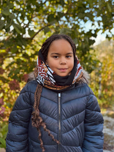 Warmer Rollkragenpullover Schal für Kinder mit afrikanischem Print Unisex - Marineblau Gelb Paisley