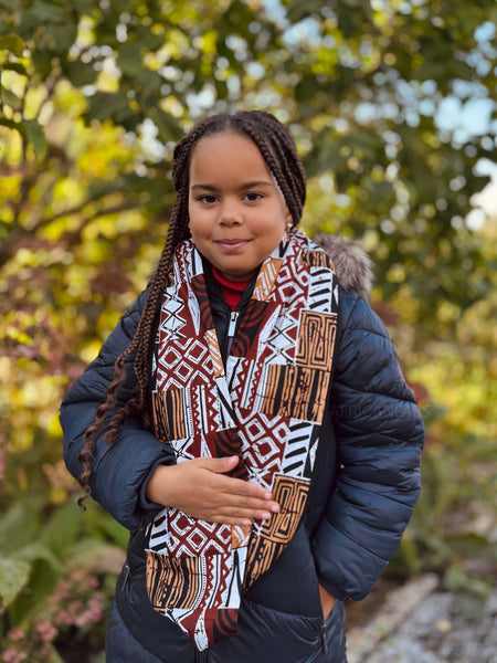 Warmer Rollkragenpullover Schal für Kinder mit afrikanischem Print Unisex - Marineblau Gelb Paisley