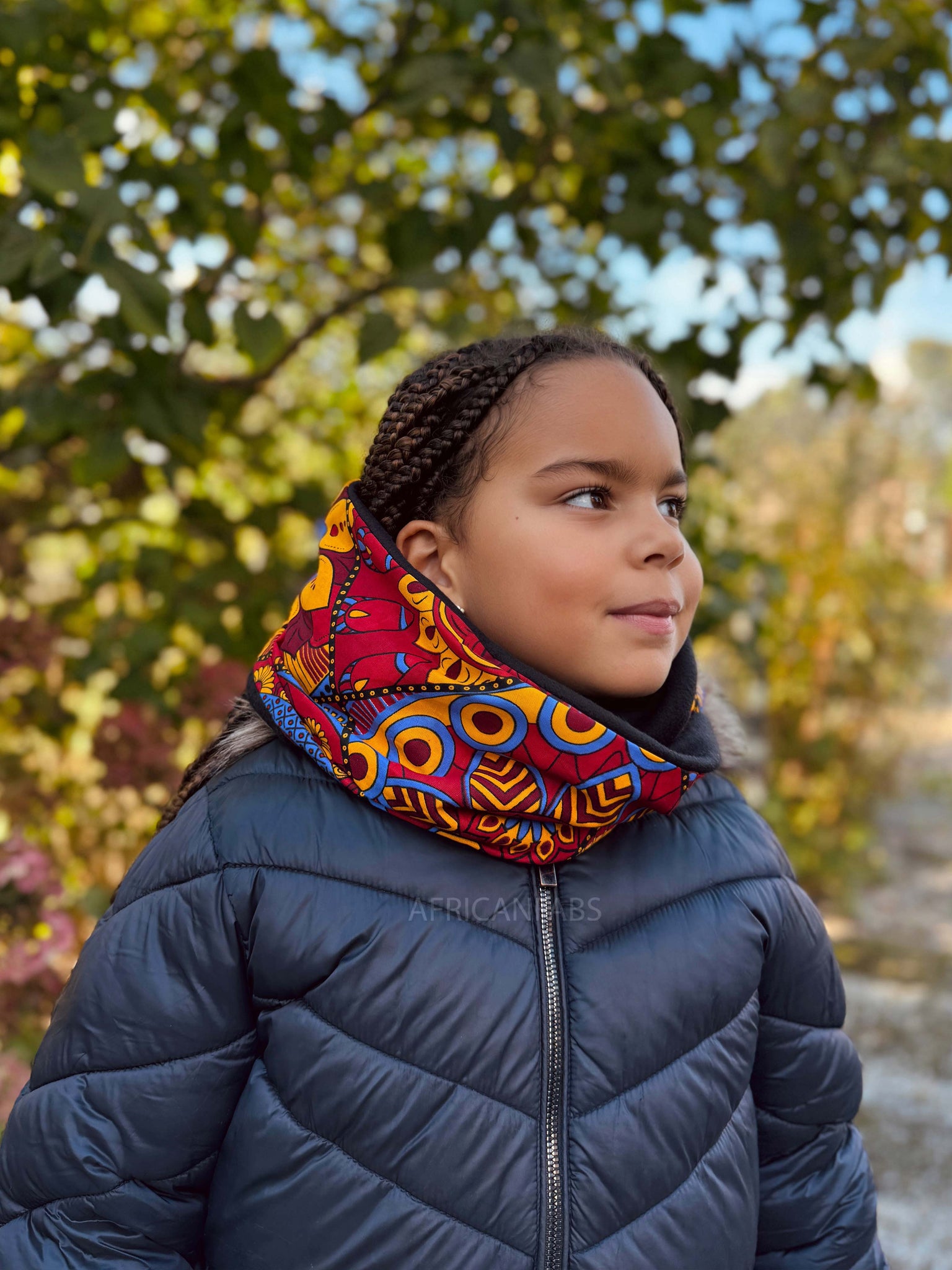 Warmer Rollkragenpullover Schal für Kinder mit afrikanischem Print Unisex - Rot