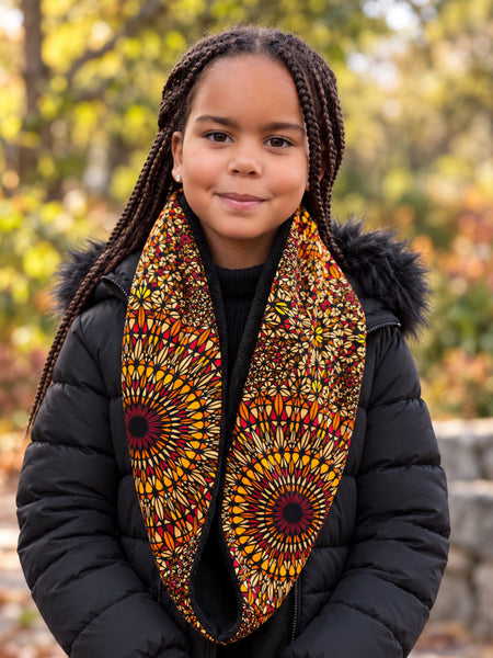 Warmer Rollkragenpullover Schal für Kinder mit afrikanischem Print Unisex - Braun Savanna Sun