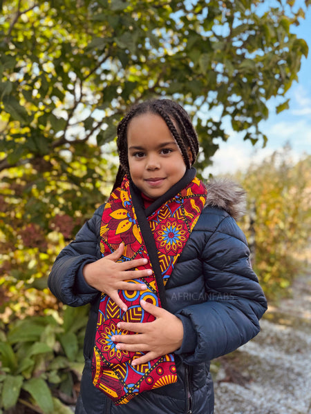 Warmer Rollkragenpullover Schal für Kinder mit afrikanischem Print Unisex - Rot