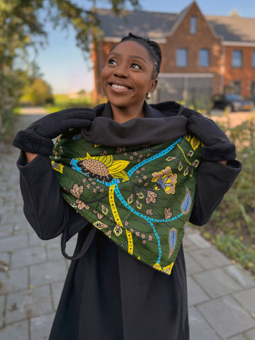 Warmer Schal mit afrikanischem Print Unisex - Dunkelgrün Botanical Flow