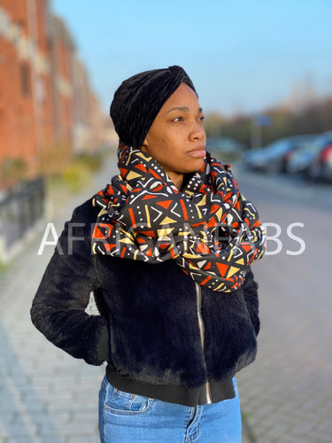 Warmer Schal mit afrikanischem Print Unisex - Braune Bogolan