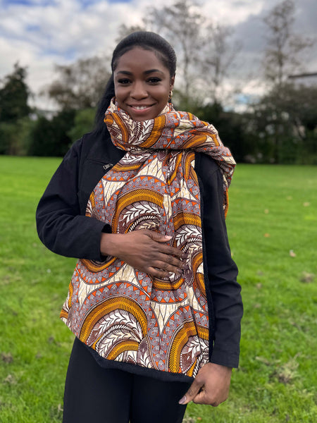 Warmer Schal mit afrikanischem Print Unisex - Orange Feder