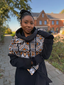 Warmer Schal mit afrikanischem Print Unisex - Braun Bogolan Symbols