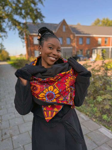 Warmer Schal mit afrikanischem Print Unisex - Rot Mandala Patchwork