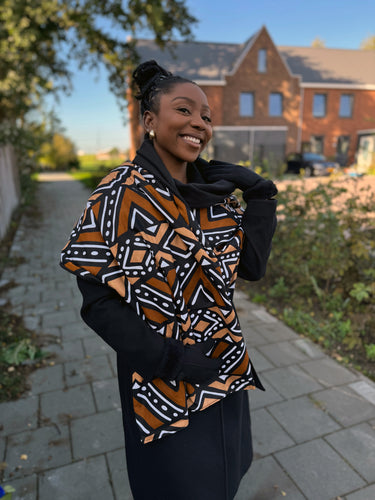 Warmer Schal mit afrikanischem Print Unisex - Braun Bogolan