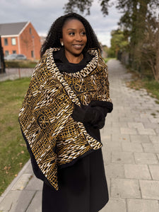 Warmer Schal mit afrikanischem Print Unisex - Schwarz Gelb Ndop Kamerun
