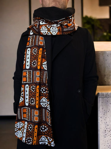 Afrikanischer Print Schal für Männer - Braun Muster Bogolan