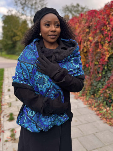Warmer Schal mit afrikanischem Print Unisex - Blaue Mandala