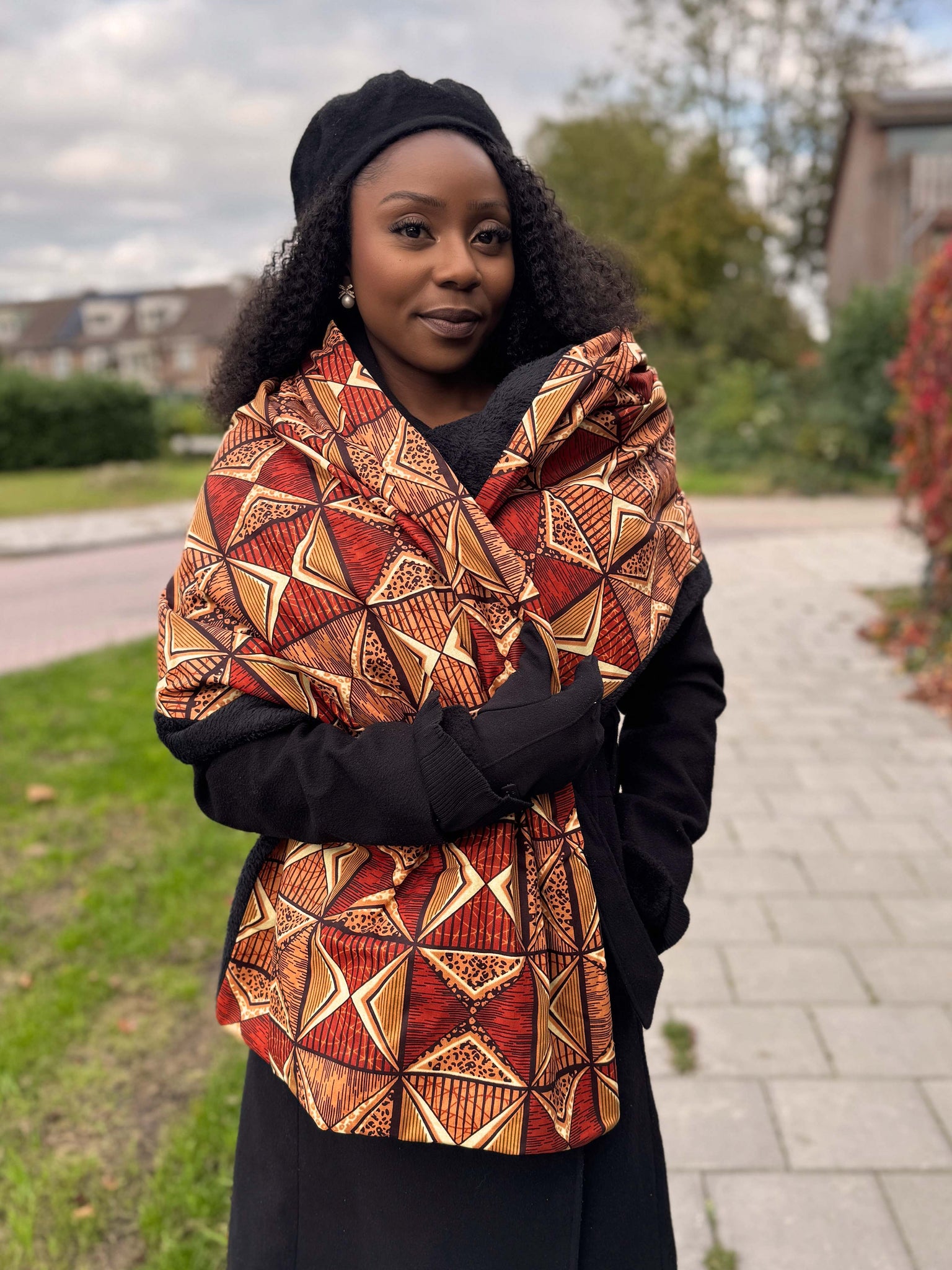 Warmer Schal mit afrikanischem Print Unisex - Braun Prism