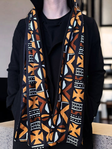 Afrikanischer Print Schal für Männer - Braunkreuz-Bogolan