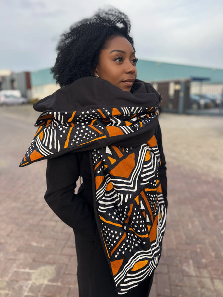 Warmer Schal mit afrikanischem Print Unisex - Schwarze / orange