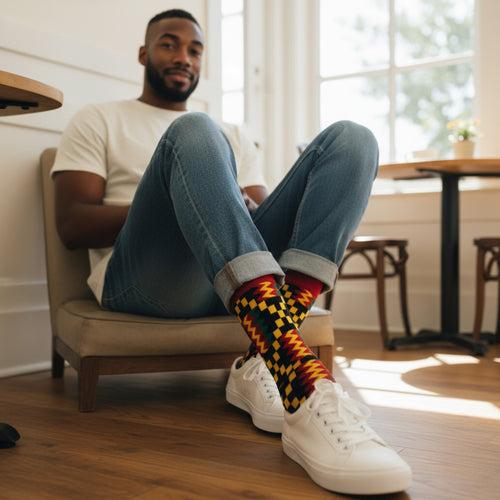 Afrikanische Socken / Afro-Socken / Kente-Socken - Rot