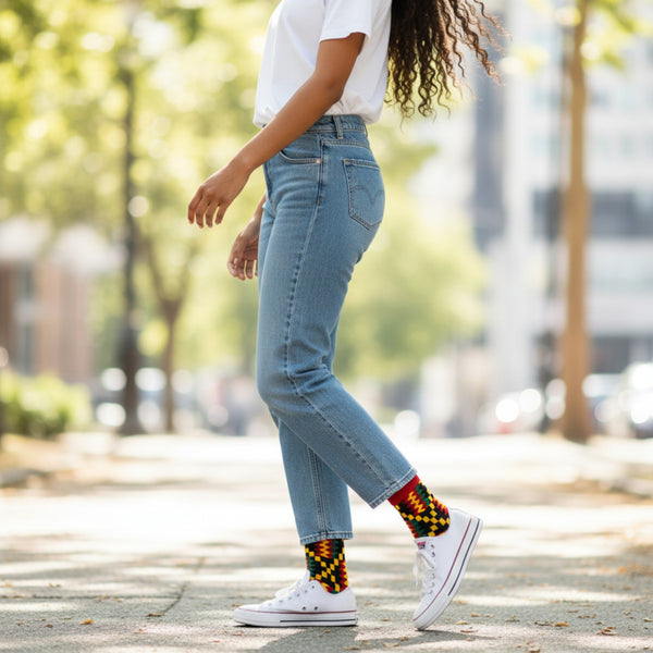 Afrikanische Socken / Afro-Socken / Kente-Socken - Rot