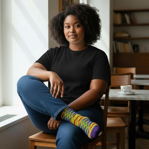 Afrikanische Socken / Afro-Socken - Satz mit 3 Paaren - Grün Kente KOFI