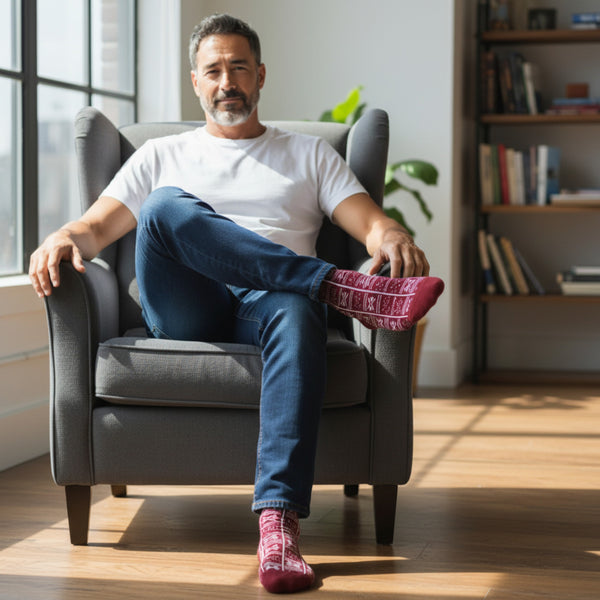 Afrikanische Socken / Afro-Socken / Bogolan-Socken - Dunkelrot