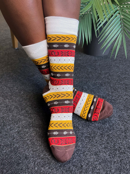 Afrikanische Socken / Afro-Socken-Set BAMABARA mit Tasche - Set mit 4 Paaren