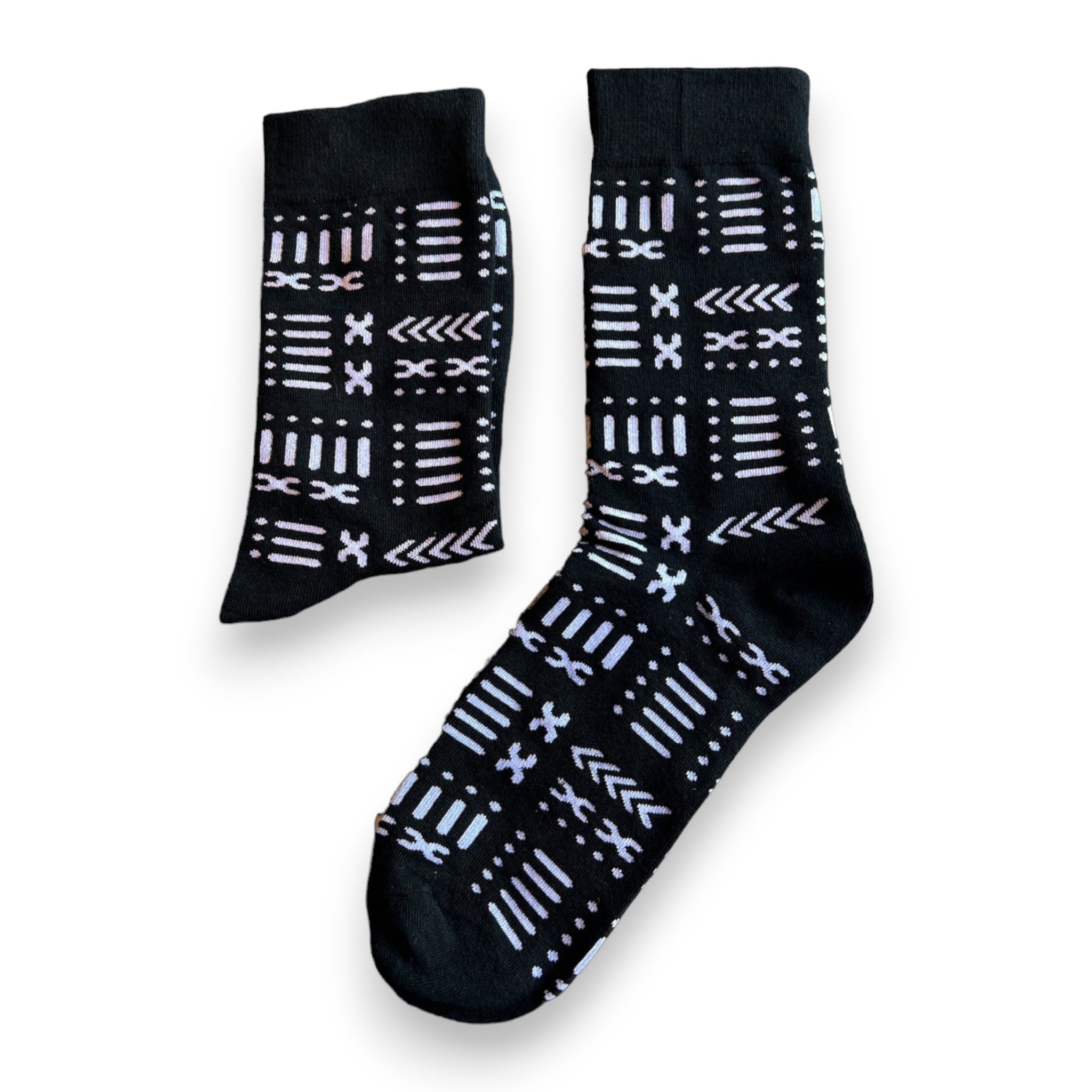 Afrikanische Socken / Afro-Socken - Bogolan Schwarz