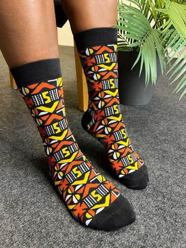 Afrikanische Socken / Afro-Socken - Bogolan Braun