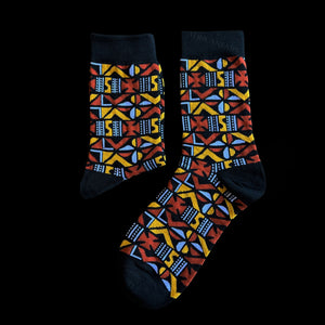 Afrikanische Socken / Afro-Socken - Bogolan Braun
