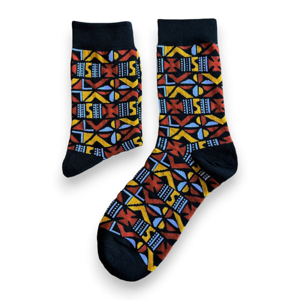 Afrikanische Socken / Afro-Socken - Bogolan Braun