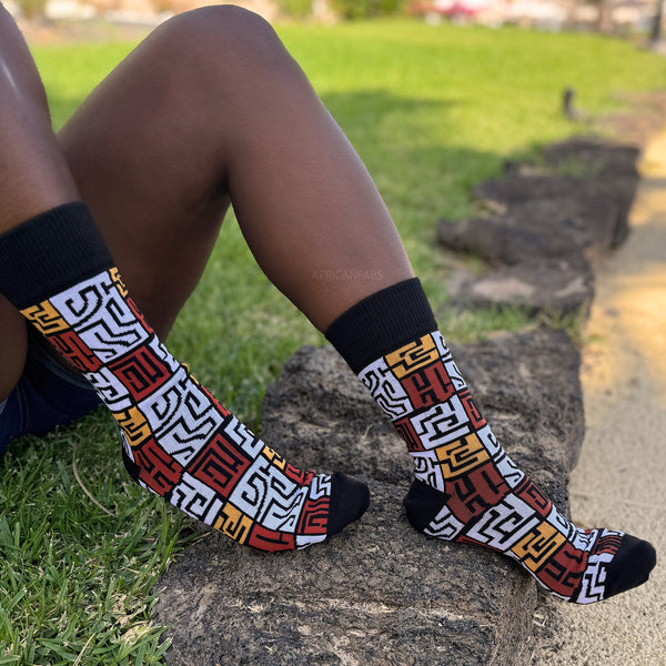 Afrikanische Socken / Afro-Socken - Satz mit 3 Paaren - Braun ADWOA