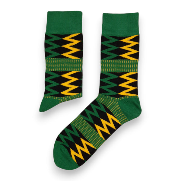 Afrikanische Socken / Afro-Socken - Satz mit 3 Paaren - Grün Kente KOFI