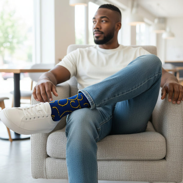 Afrikanische Socken / Afro-Socken - Satz mit 3 Paaren - Blau KWABENA