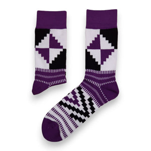 Afrikanische Socken / Afro-Socken / Kente-Socken - Weiss Lila