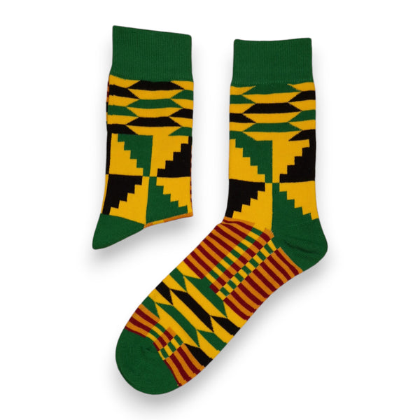 Afrikanische Socken / Afro-Socken - Satz mit 3 Paaren - Grün Kente KOFI