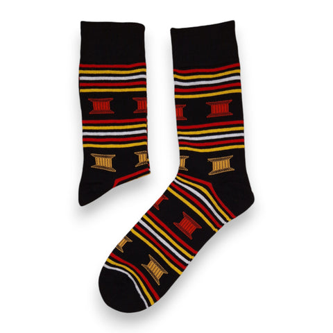 Afrikanische Socken / Afro-Socken / Kente-Socken - Schwarz Rot Gelb