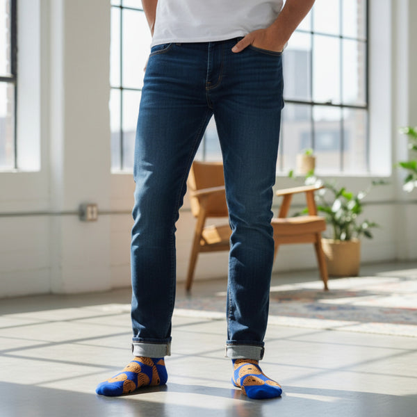 Afrikanische Socken / Afro-Socken - Satz mit 3 Paaren - Blau KWABENA