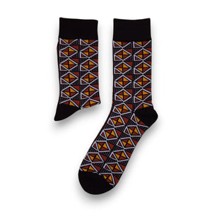 Afrikanische Socken / Afro-Socken / Kente-Socken - Kastanienbraun Bogolan