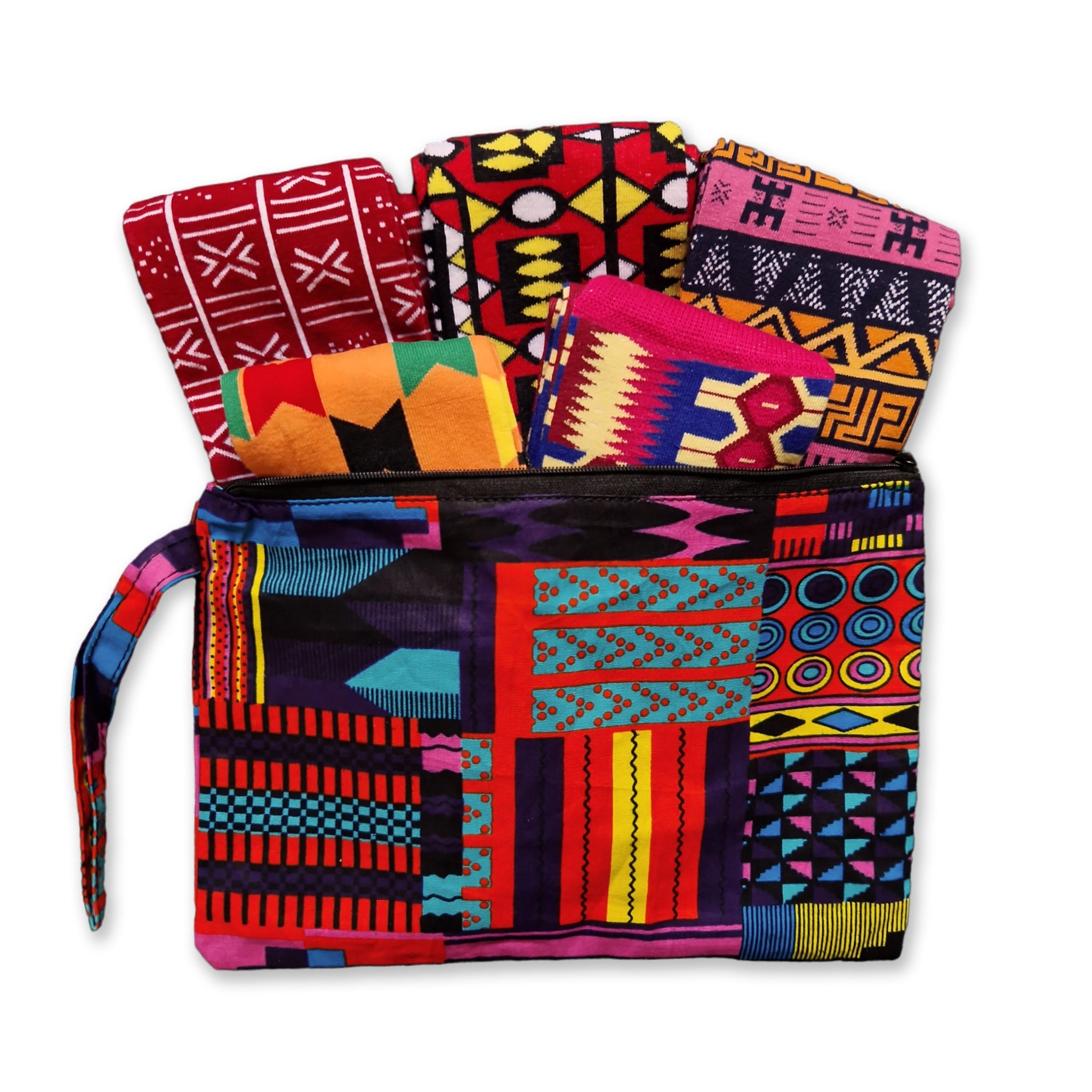 Afrikanische Socken / Afro-Socken-Set SANKOFA mit Tasche - Set mit 5 Paaren