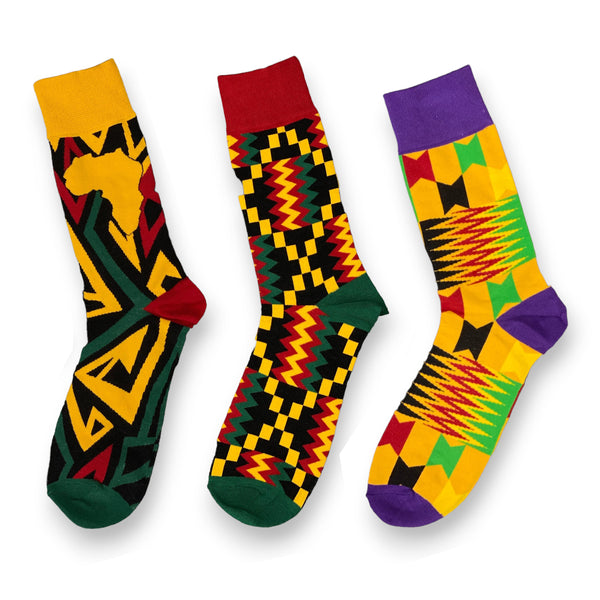 Afrikanische Socken / Afro-Socken / Kente-Socken - Satz mit 3 Paaren ( OWO)