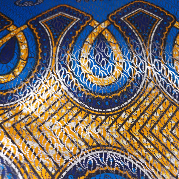 Afrikanischer Stoff - OSIKANI - Bleu Silber effect - 100% Baumwolle