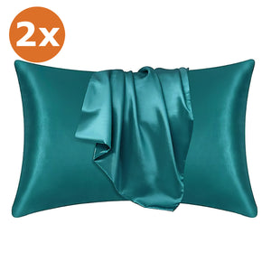 2 STÜCKS - Satin-Kissenbezug Türkisblau 60 x 70 cm Standard-Kissengröße - Silky satin pillowcase