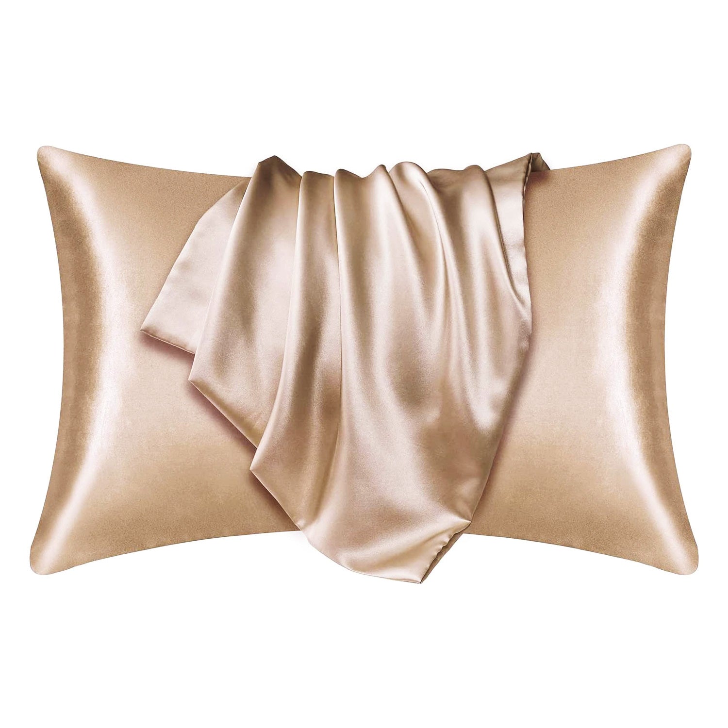 Satin-Kissenbezug Helles Khaki 60 x 70 cm Standard-Kissengröße - Silky satin pillowcase